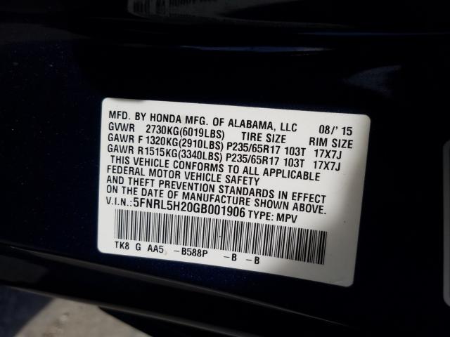 2016 HONDA ODYSSEY LX 5FNRL5H20GB001906