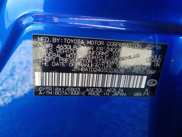 2016 LEXUS IS 200T - JTHBA1D24G5023638