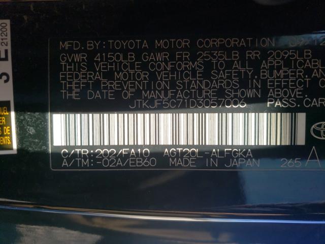 2013 TOYOTA SCION TC JTKJF5C71D3057006