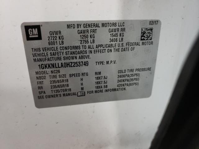 2017 GMC ACADIA SLE 1GKKNLLA0HZ253749