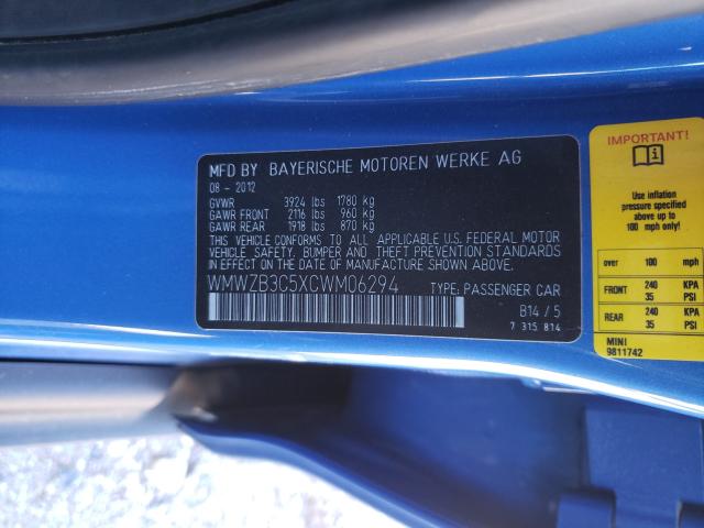 2012 MINI COOPER COU WMWZB3C5XCWM06294