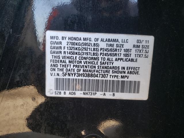2011 HONDA PILOT TOUR 5FNYF3H93BB047307