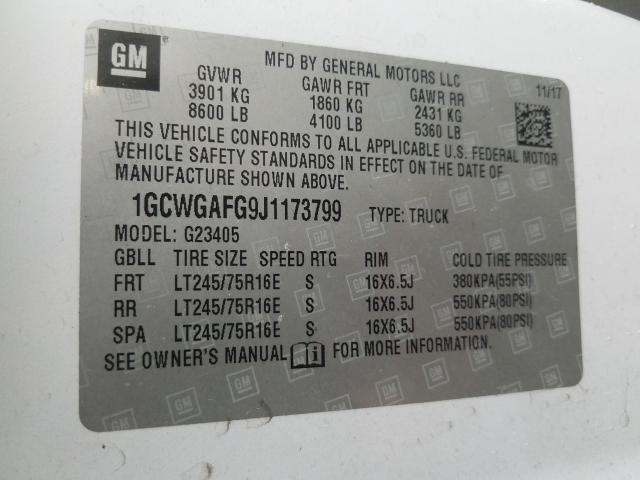 2018 CHEVROLET EXPRESS G2 1GCWGAFG9J1173799