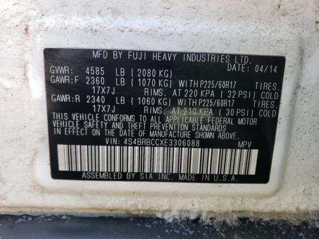 2014 SUBARU OUTBACK 4S4BRBCCXE3306088