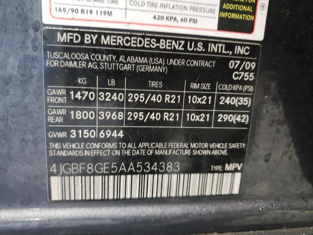 2010 MERCEDES-BENZ GL 550 4MA 4JGBF8GE5AA534383