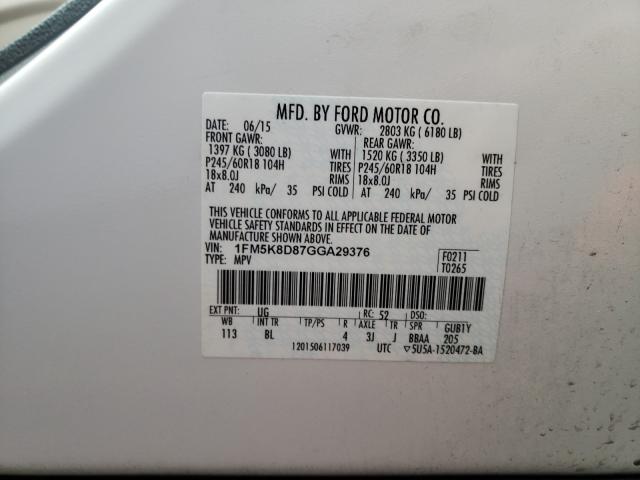 2016 FORD EXPLORER X - 1FM5K8D87GGA29376