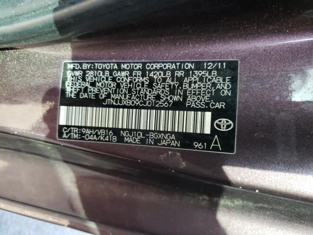 2012 TOYOTA SCION IQ JTNJJXB09CJ012567