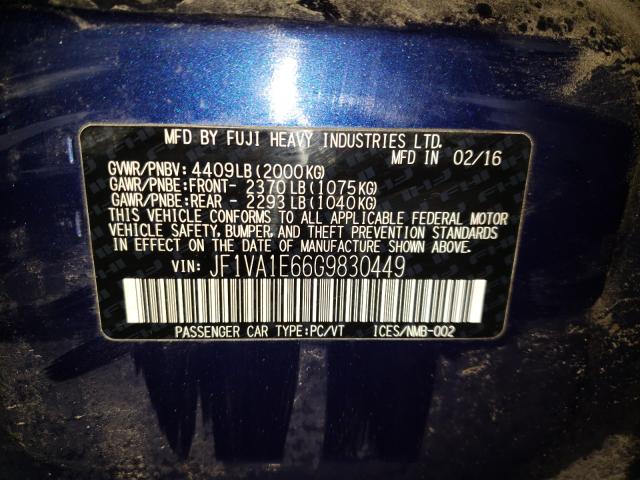 2016 SUBARU WRX PREMIU JF1VA1E66G9830449