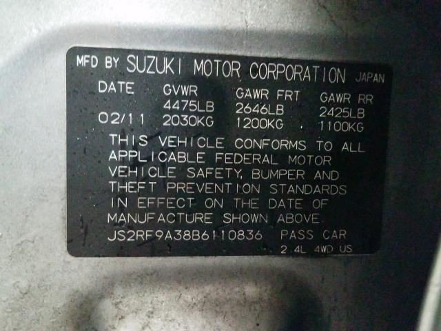 2011 SUZUKI KIZASHI SE JS2RF9A38B6110836