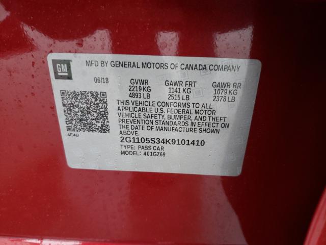 2019 CHEVROLET IMPALA PRE 2G1105S34K9101410