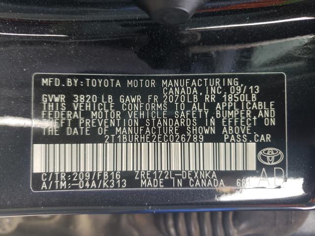 2014 TOYOTA COROLLA L 2T1BURHE2EC026789