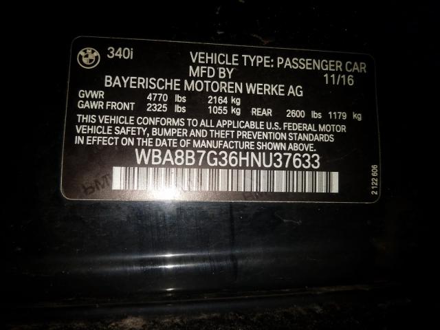 2017 BMW 340 XI WBA8B7G36HNU37633
