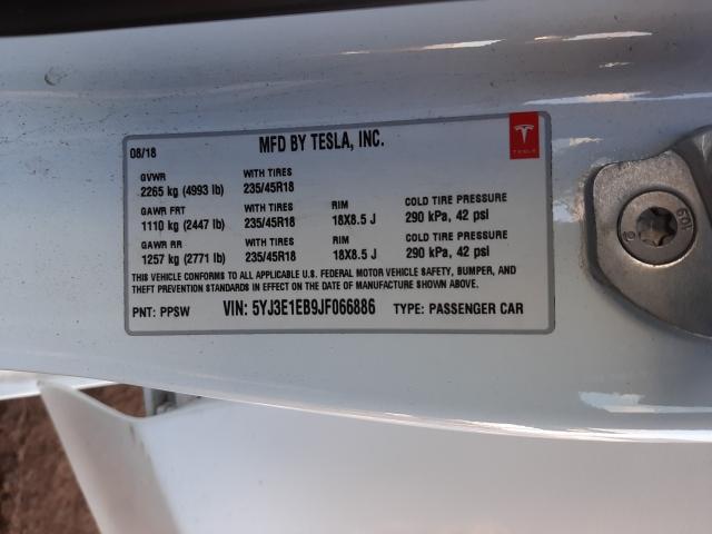2018 TESLA MODEL 3 5YJ3E1EB9JF066886