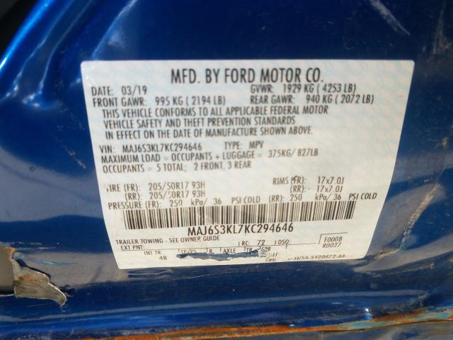 2019 FORD ECOSPORT T MAJ6S3KL7KC294646