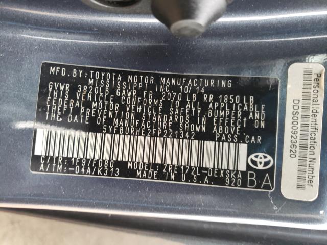 2015 TOYOTA COROLLA L 5YFBURHE2FP221342