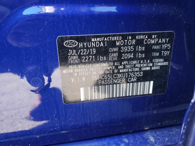 2019 HYUNDAI IONIQ BLUE KMHC65LC3KU176353