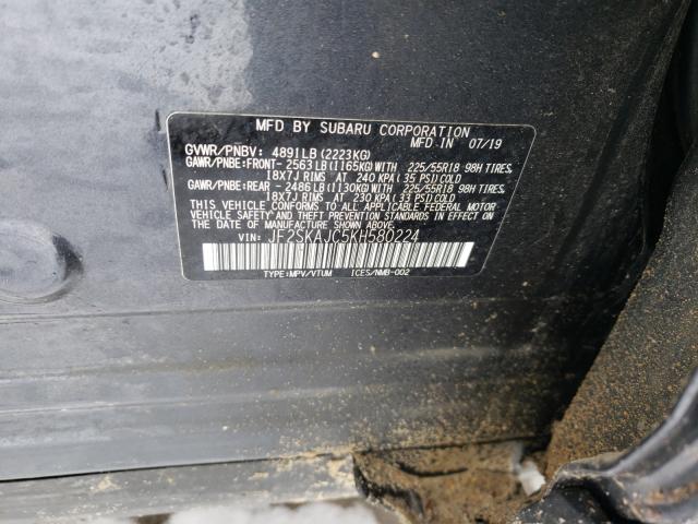 2019 SUBARU FORESTER S JF2SKAJC5KH580224