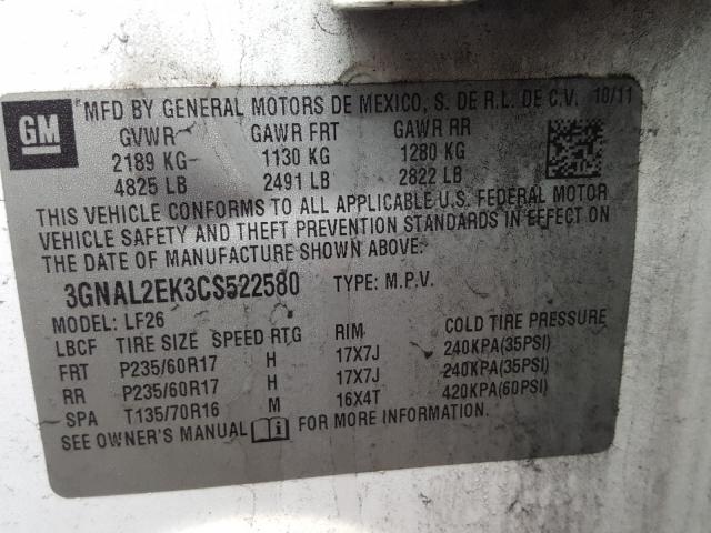 2012 CHEVROLET CAPTIVA SP 3GNAL2EK3CS522580