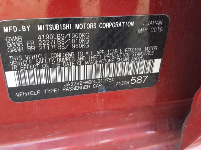 2016 MITSUBISHI LANCER ES JA32V2FW9GU012750