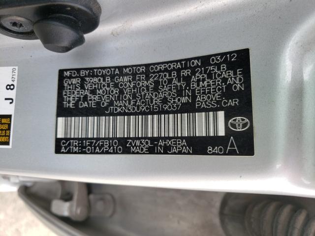 2012 TOYOTA PRIUS JTDKN3DU9C1519037