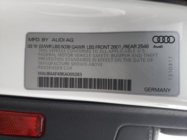 2019 AUDI S4 PREMIUM - WAUB4AF48KA069283