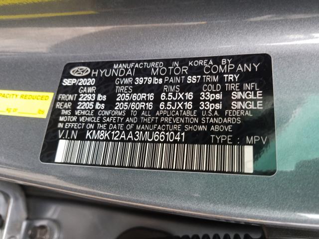 2021 HYUNDAI KONA SE KM8K12AA3MU661041