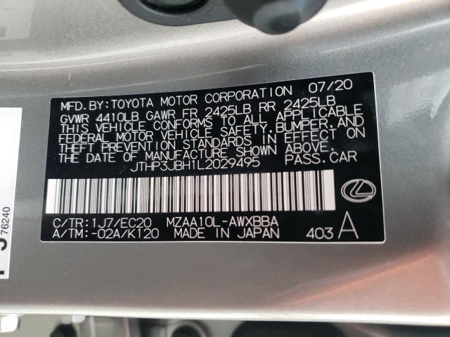 2020 LEXUS UX 200 JTHP3JBH1L2029495