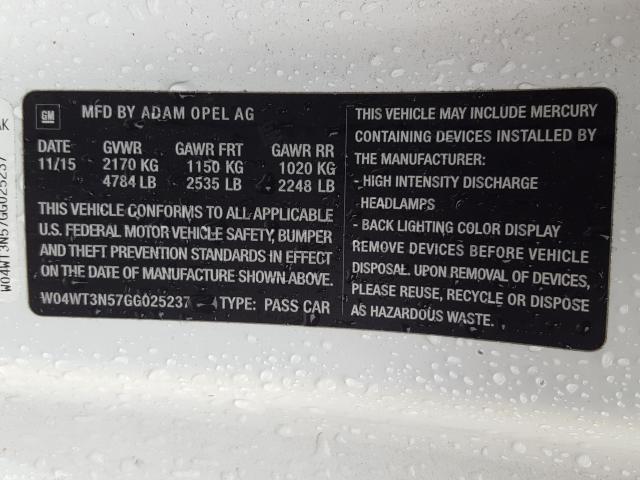 2016 BUICK CASCADA PR W04WT3N57GG025237