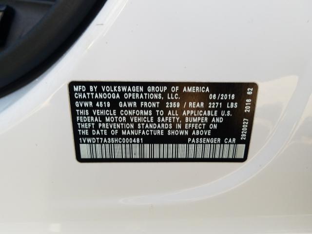 2017 VOLKSWAGEN PASSAT R-L 1VWDT7A35HC000481