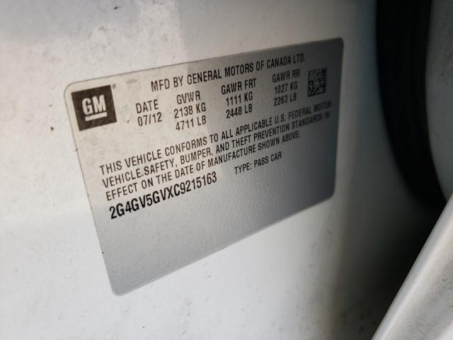 2012 BUICK REGAL GS 2G4GV5GVXC9215163