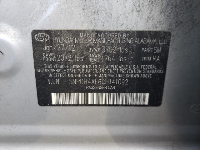 2012 HYUNDAI ELANTRA 5NPDH4AE6CH141092