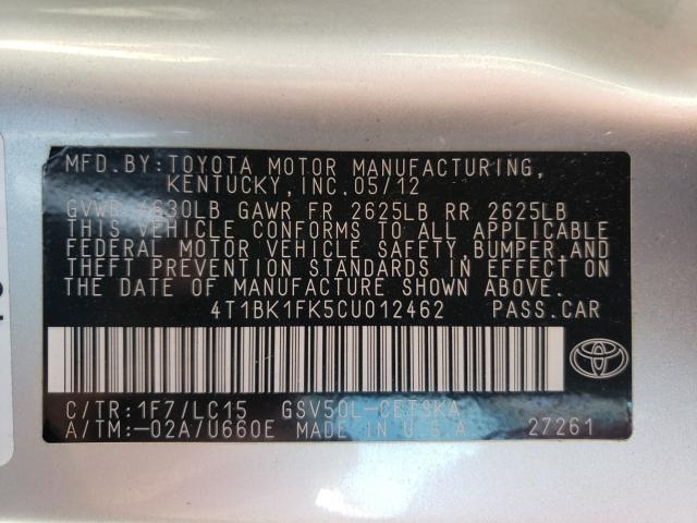 2012 TOYOTA CAMRY 4T1BK1FK5CU012462