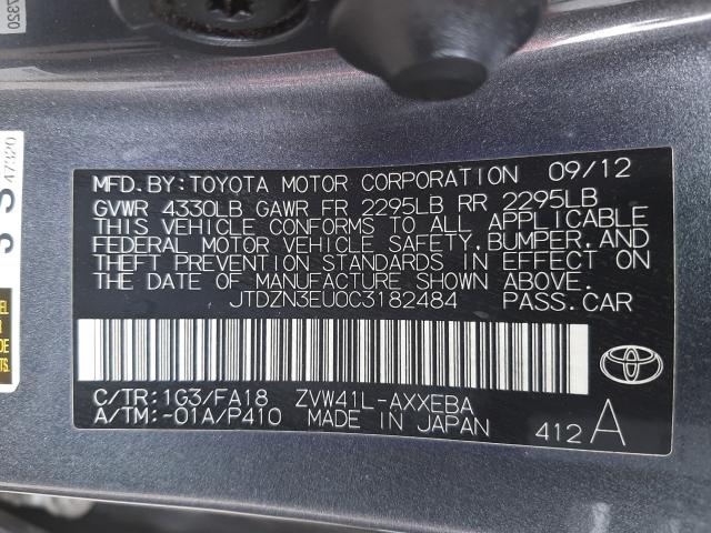 2012 TOYOTA PRIUS V JTDZN3EU0C3182484