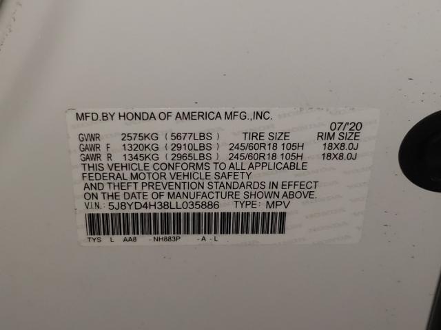 2020 ACURA MDX 5J8YD4H38LL035886
