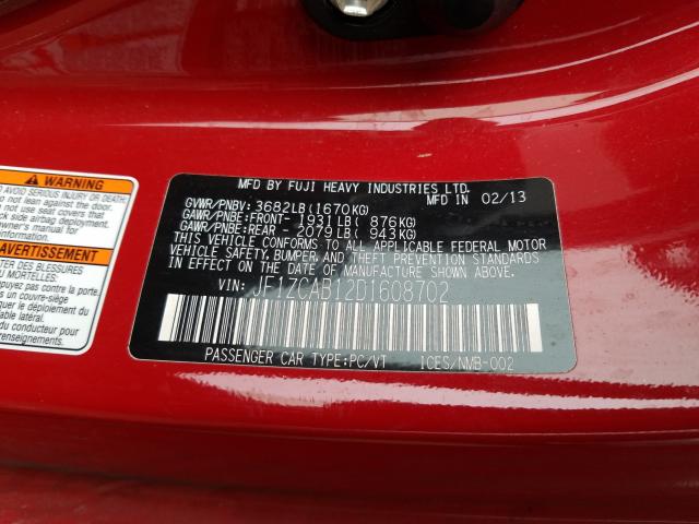 2013 SUBARU BRZ 2.0 PR JF1ZCAB12D1608702