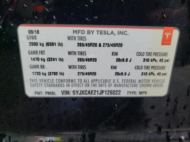 2018 TESLA MODEL X 5YJXCAE21JF126022