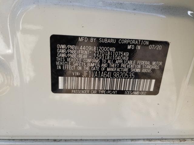 2020 SUBARU WRX JF1VA1A64L9820535