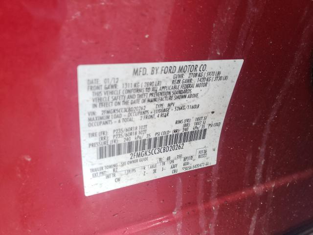 2012 FORD FLEX SEL 2FMGK5CC3CBD20262