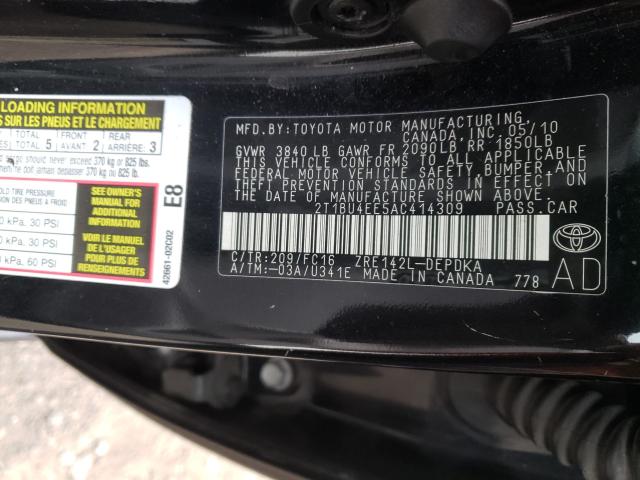 2010 TOYOTA COROLLA BA 2T1BU4EE5AC414309