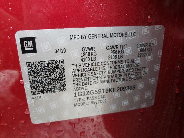 2019 CHEVROLET MALIBU RS 1G1ZG5ST9KF209365