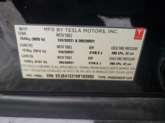 2017 TESLA MODEL S 5YJSA1E21HF183993