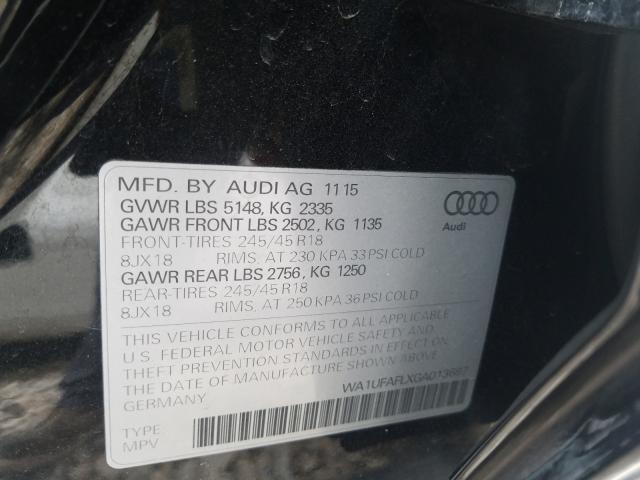 VIN WA1UFAFLXGA013697 2016 Audi A4, Premium Plus no.10