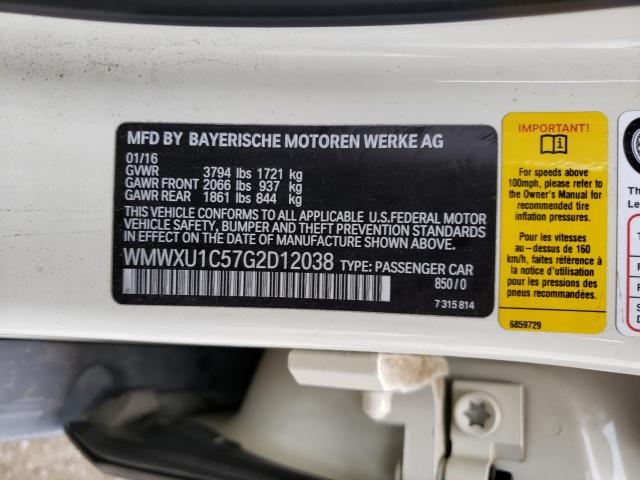 2016 MINI COOPER WMWXU1C57G2D12038
