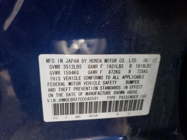 2012 HONDA FIT JHMGE8H37CC040591