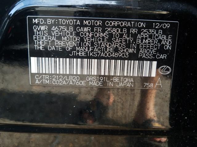 2010 LEXUS GS 350 JTHBE1KS7A0048903