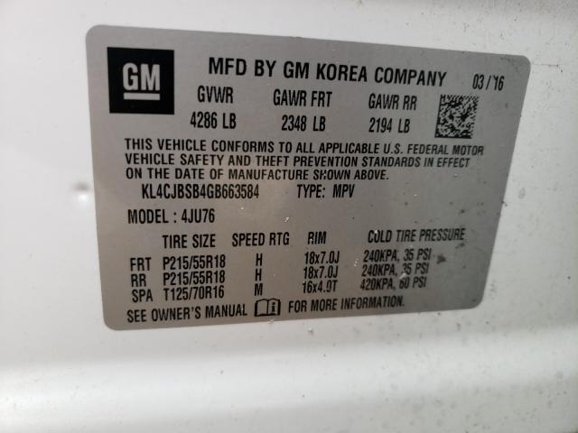 2016 BUICK ENCORE CON KL4CJBSB4GB663584