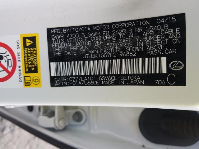 2015 LEXUS ES 350 JTHBK1GG7F2196882