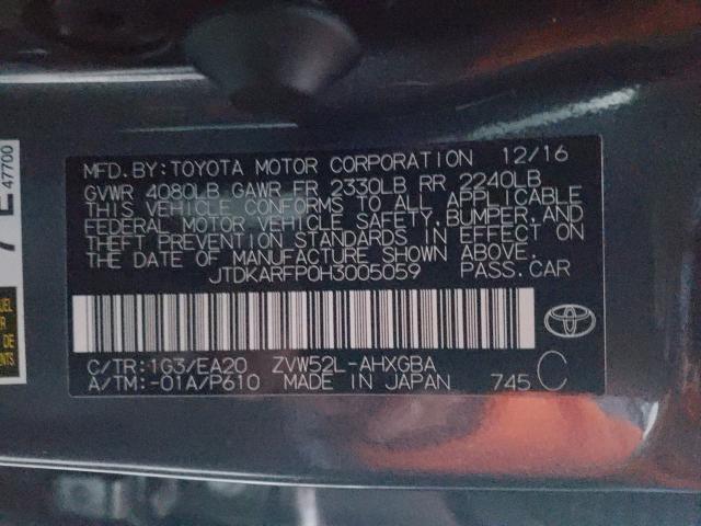 2017 TOYOTA PRIUS PRIM - JTDKARFP0H3005059