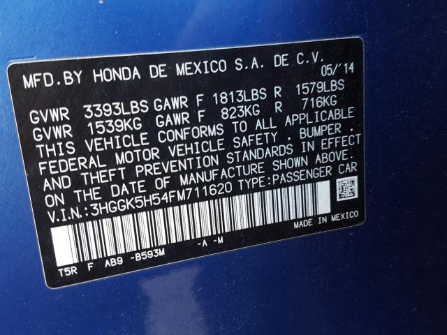 2015 HONDA FIT LX 3HGGK5H54FM711620