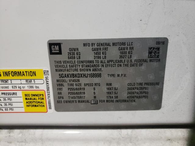 2017 BUICK ENCLAVE 5GAKVBKDXHJ168998